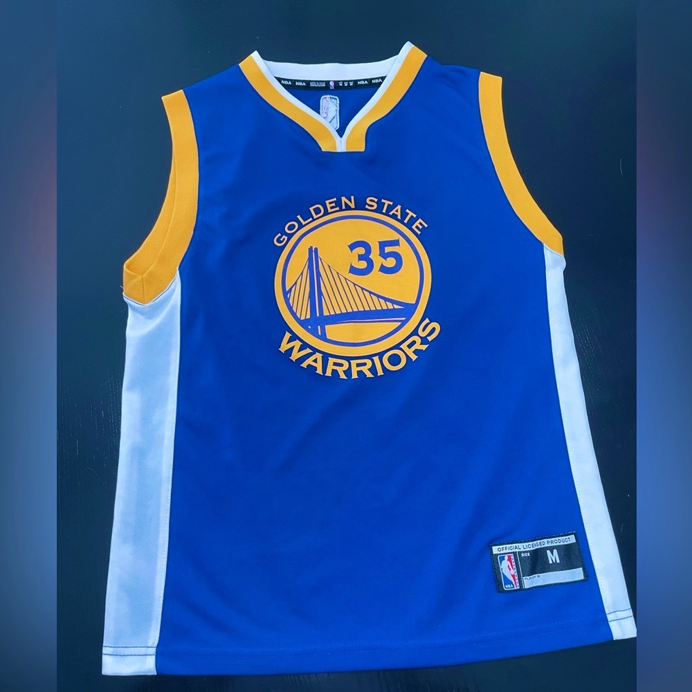 NBA Golden State Warriors Royal Blue and Yellow Kids Jersey #35